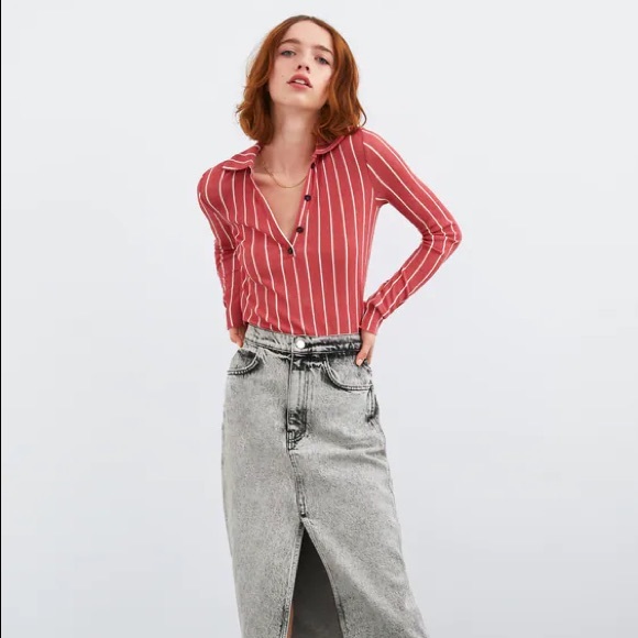 Zara Polo Striped Top - Picture 2 of 6